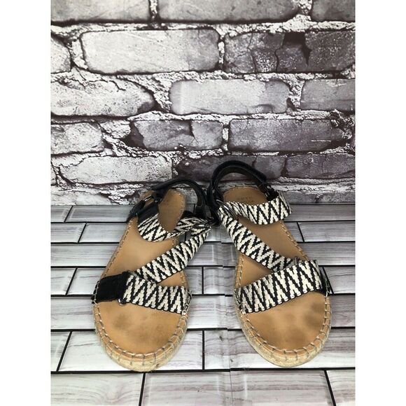Frye & Co Kole White Black Asymmetrical Espadrilles Sandals Women Sz 8.5M US/39 - Picture 2 of 16